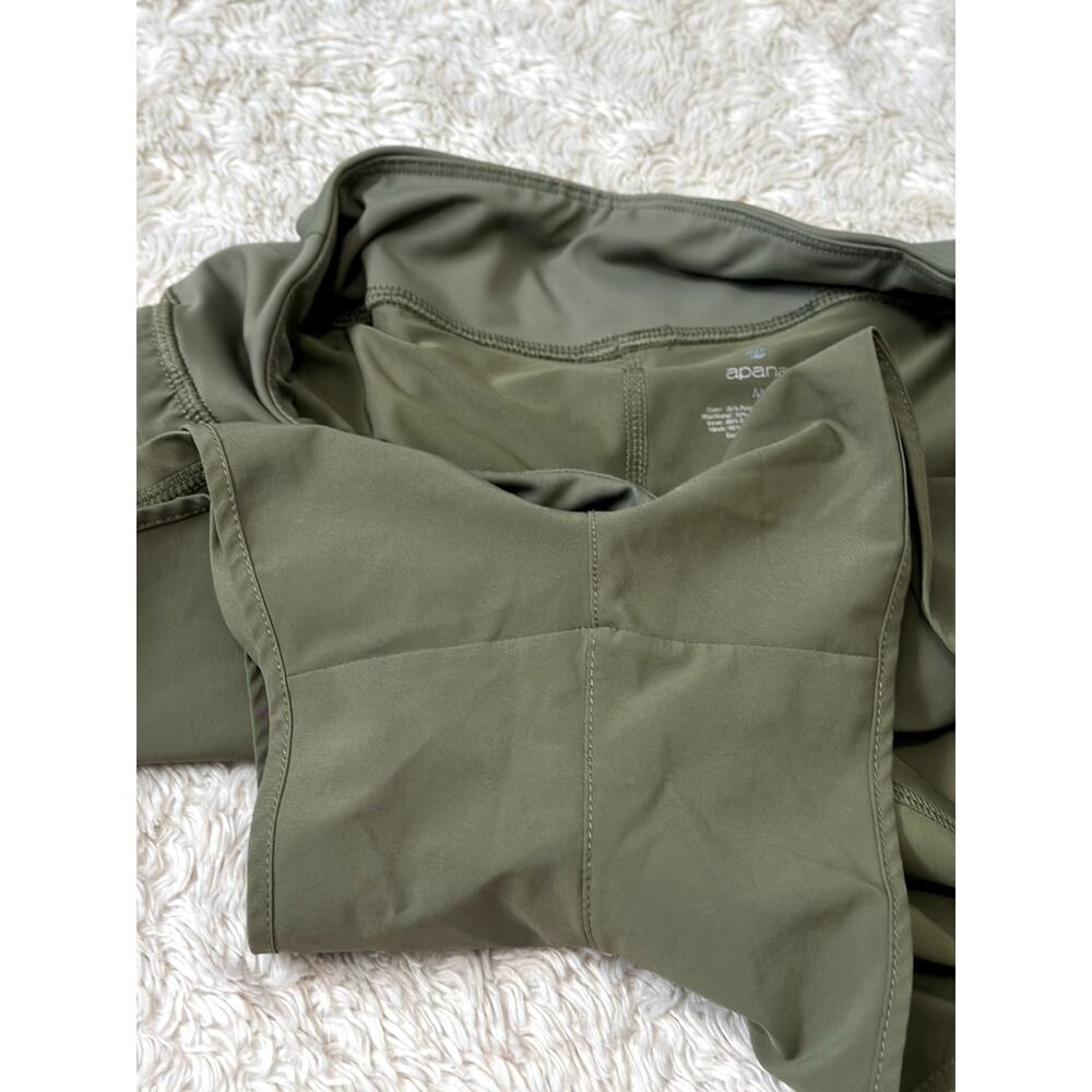 Apana M Green 2-in-1 Women's Running Shorts Elastic Waist Womens Yoga Shorts - Picture 5 of 6
